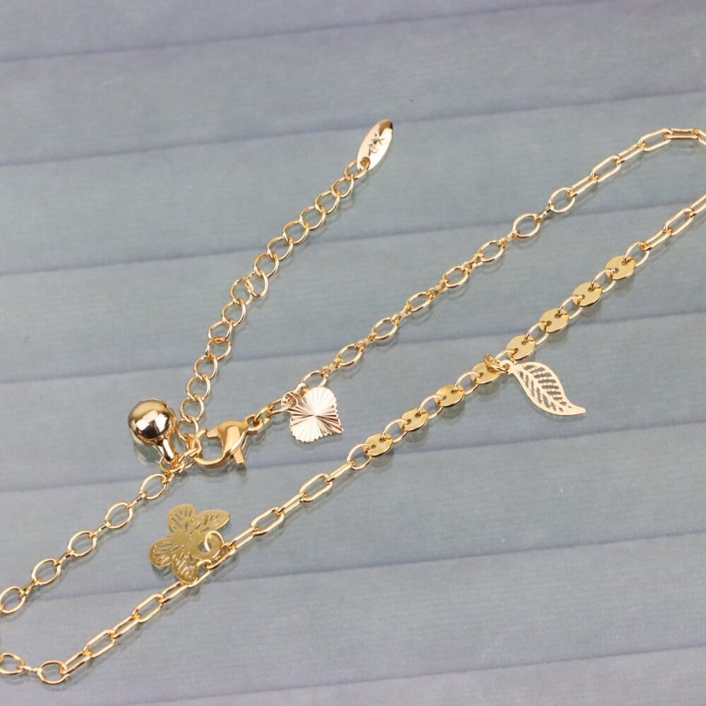 "Rose Gold Butterfly and Leaf Charm Anklet for Women, XPAL1040